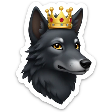 female black wolf with crown on head sticker