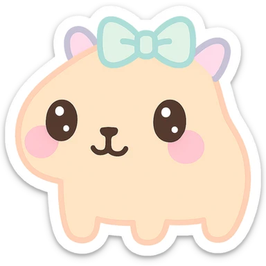 capibara with coquette bow, kawaii style, pink cheeks, transparent background sticker