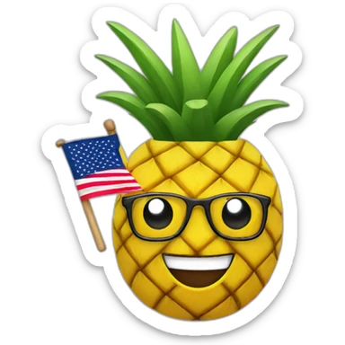 supporter with a flag with a pineapple on it sticker