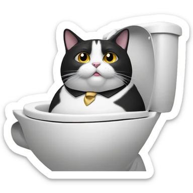 Fat Tuxedo cat on toilet  sticker