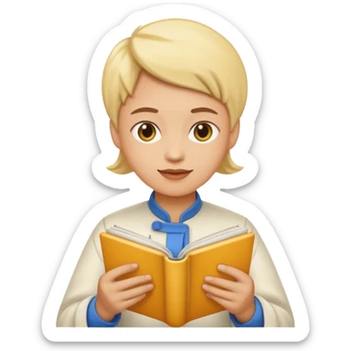 a person reading a cookbook, emoji style sticker