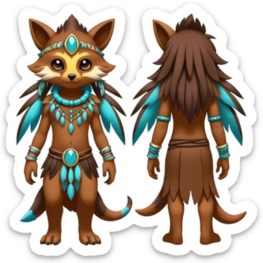 Anthro Sona Cool Edgy Cute Colorful Shy Shamanic Tribal Shiny Fakemon-Fantasy-Creature Full Body sticker