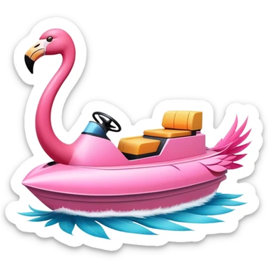 Flamingo driving a power boat sticker