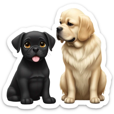 English cream golden retriever and a black frenchie as best friends sticker
