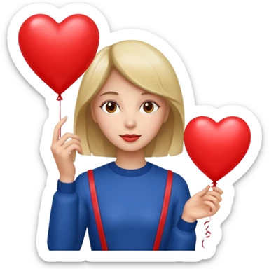 Lady with heart balloon sticker