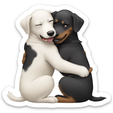 two dogs hugging  sticker