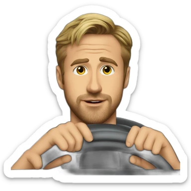 Ryan gosling driving a car in the night sticker