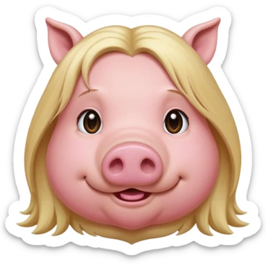 pig with long blonde hair sticker