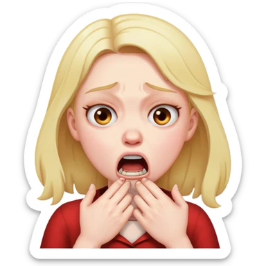 girl choking herself fuming and angry sticker