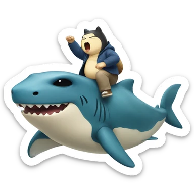 Snorlax riding a shark sticker