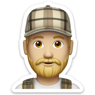 guy with white skin burberry pattern cap and blonde beard sticker