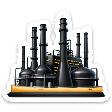 generate a beautiful big black oil refining station. realistic and cinematic. glossy. 4 different options sticker