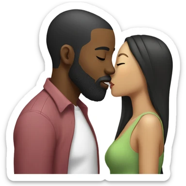 black man-with-beard-kisses-asian-woman sticker