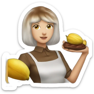 ￼ Une personne mange une fève de cacao ￼ sticker
