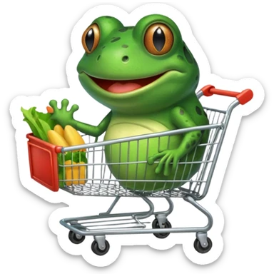bufo meme frog using a shopping card sticker