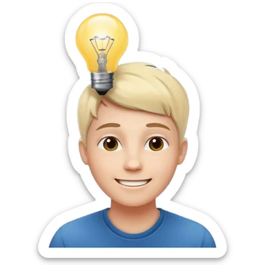 Generate a realistic emoji of someone happy figuring something out and being smart about it sticker