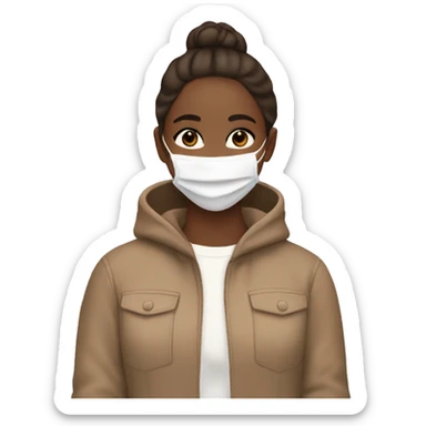 aesthetic girl wearing facemask tan skin brown hair sticker