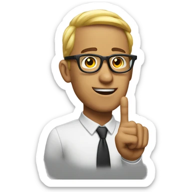 create nerd emoji who has glasses and his finger up sticker