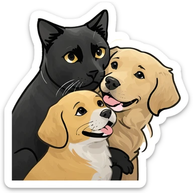 Holder retriever and black cat in love  sticker