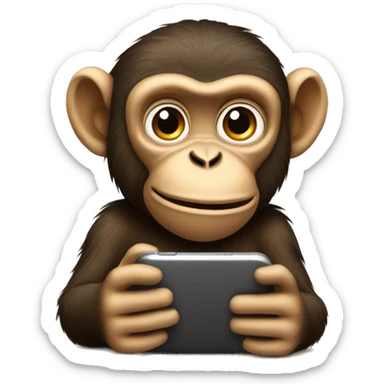 Monkey typing on his phone sticker