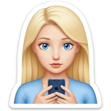 A blonde with blue eyes and looks at her phone sticker