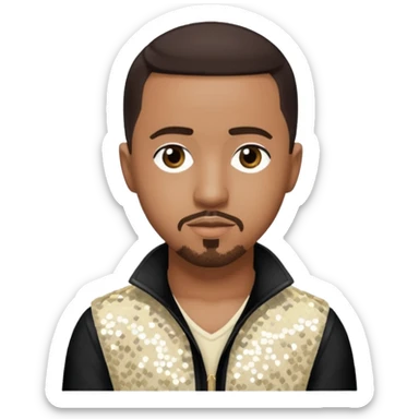 Marques Houston with dark brown hair, ivory sequin outfit sticker