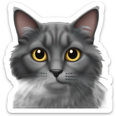 cat fluffy-dark-grey-cat sticker