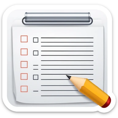 worksheet-style paper with checkboxes and horizontal lines, like a classroom handout sticker