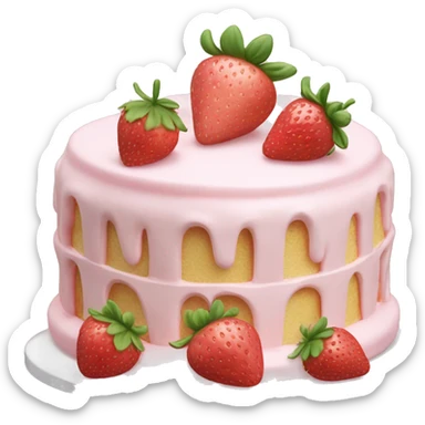 Light Pink strawberries and cream birthday cake  sticker