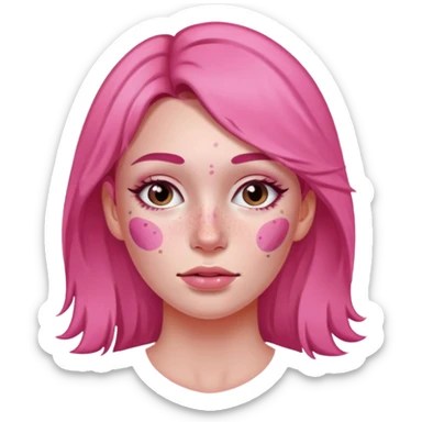 mujer con zonas rosas en la cara sticker