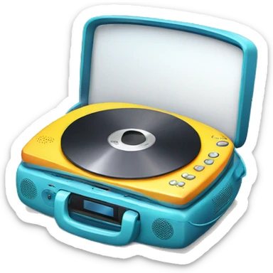 Bright colored portable CD player with headphones attached sticker