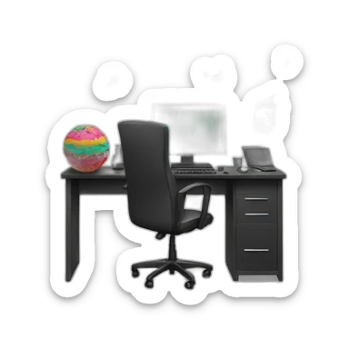 gamer office with a piñata sticker