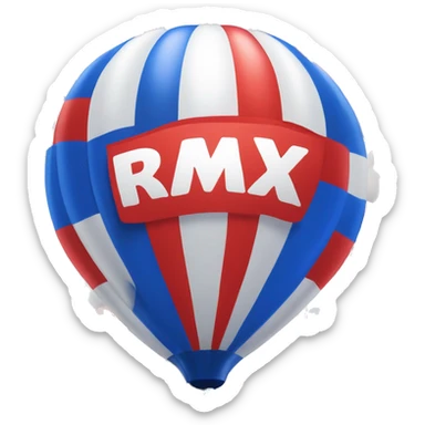 FOR RE/MAX COMPANY balloon with colors red, white and blue. In the middle of it there is the name of company  sticker