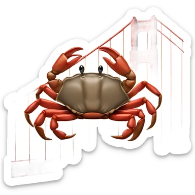 Dungeness crab hanging off of the golden gate bridge  sticker