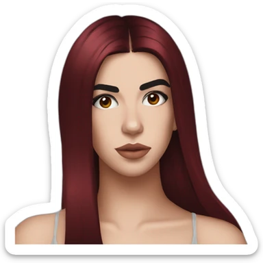 Dua Lipa with dark red hair sticker