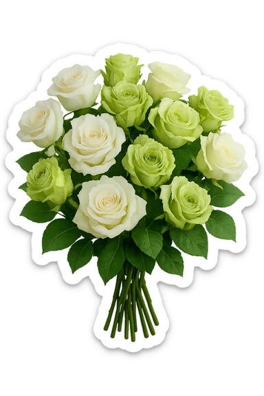 bouquet of white and green roses , remove background sticker