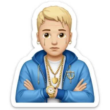 a white guy with a drip gangster sticker