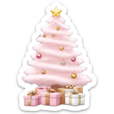 Light pink Christmas gifts under a white Christmas tree  sticker