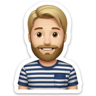 man with long hair and beard wearing horizontal striped t-shirt sticker