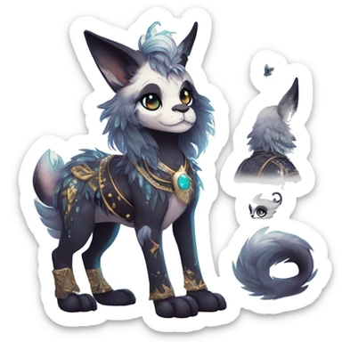 cute Kawaii edgy fantasy animal sparkle fursona Fionbri creature by griffsnuff & LiLaiRa & Falvie full body sticker