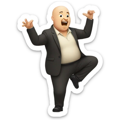 Fat bald man dancing badly sticker