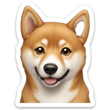 Cute Shiba-dog with a middle age woman with brown and curly hair sticker