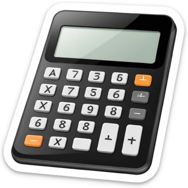 Minimalistic flat vector icon, iOS style, thin black contour on white background. Calculator and geometric shapes (triangle, circle). No text, no shadows. sticker