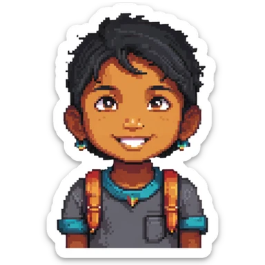 happy Indian kid listening to a story sticker