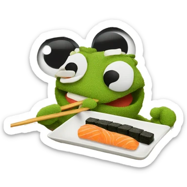 bert the muppet eating sushi sticker
