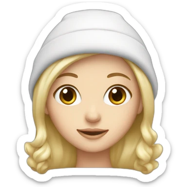 White, blond girl avec un bonnet  sticker