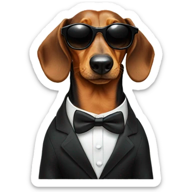 Daschund with sunglasses in a tuxedo sticker