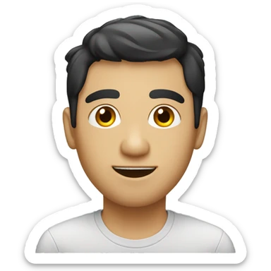 coder guy, round face, no glasses, nose ring and black silcky hair  sticker
