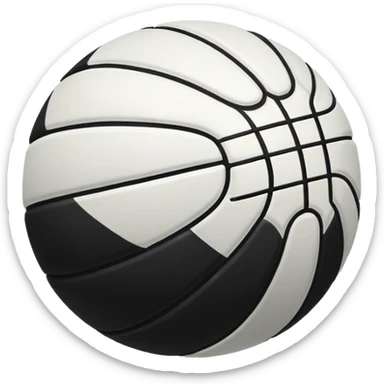 Crea un balón de basket negro con rayas blancas sticker