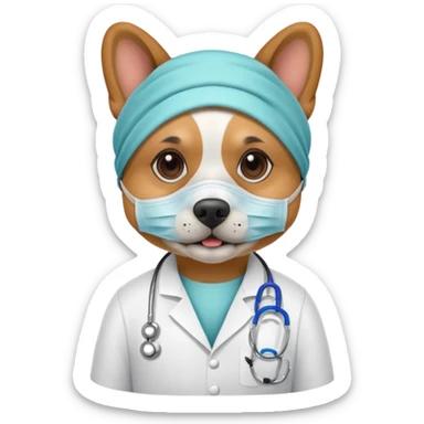 doctor dog Wearing Medical Mask sticker